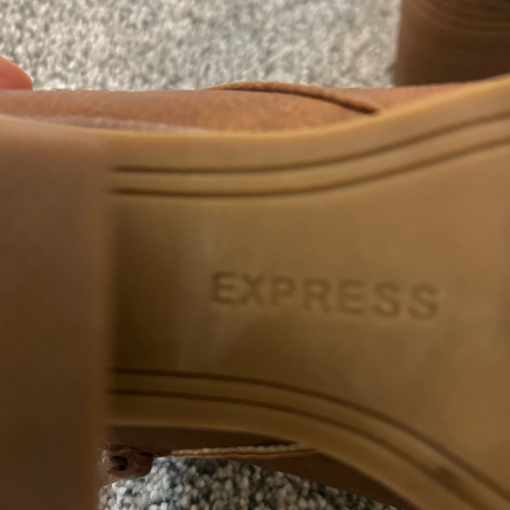 Express Tan Ankle Boots with Gold Buckle - Picture 4 of 4